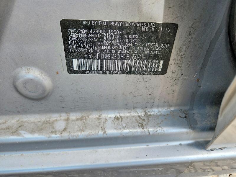 2011 Subaru Impreza მანქანა იყიდება აუქციონზე, vin: JF1GH6A6XBG816081, აუქციონის ნომერი: 62847096