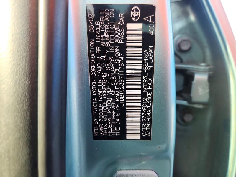 Auction sale of the 2007 Toyota Yaris, vin: JTDBT923571175747, lot number: 61956296