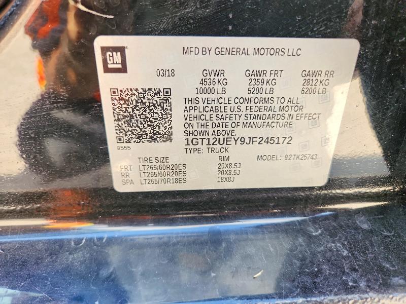 Aukcja sprzedaży 2018 Gmc Sierra, vin: 1GT12UEY9JF245172, numer aukcji: 85981615
