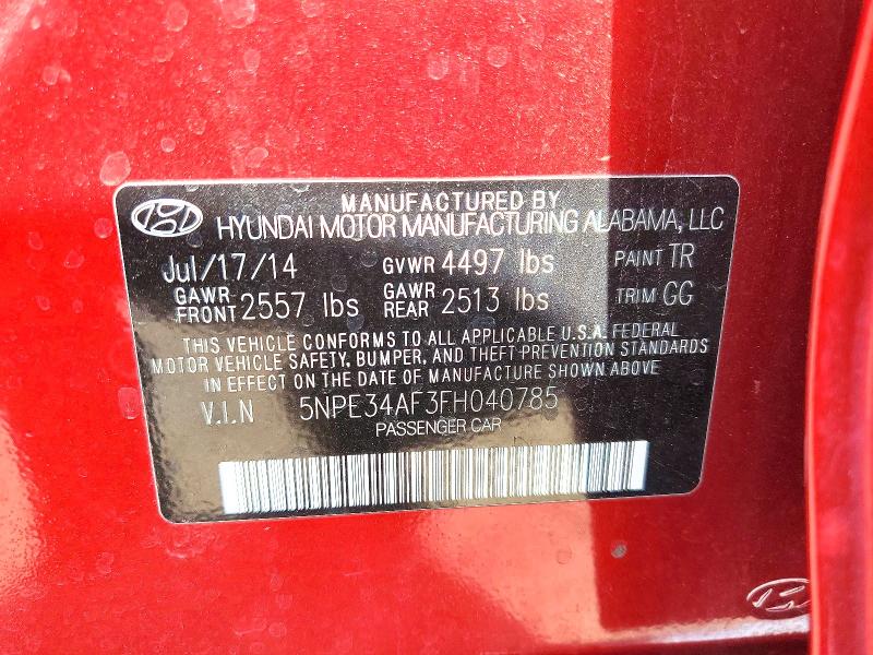 2015 Hyundai Sonata მანქანა იყიდება აუქციონზე, vin: 5NPE34AF3FH040785, აუქციონის ნომერი: 61792576