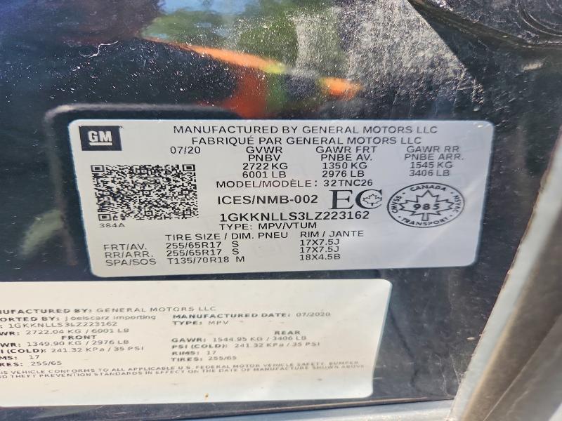 60924496 :رقم المزاد ، 1GKKNLLS3LZ223162 vin ، 2020 Gmc Acadia مزاد بيع