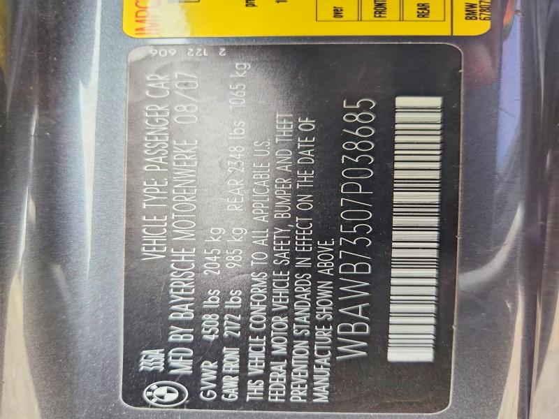 Aukcja sprzedaży 2007 Bmw 335, vin: WBAWB73507P038685, numer aukcji: 62685796