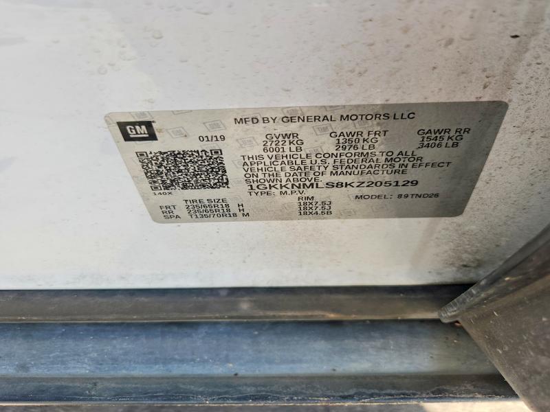 2019 Gmc Acadia მანქანა იყიდება აუქციონზე, vin: 1GKKNMLS8KZ205129, აუქციონის ნომერი: 73342575