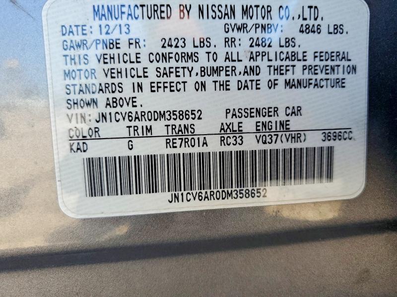 60037866 :رقم المزاد ، JN1CV6AR0DM358652 vin ، 2013 Infiniti G37 Sedan مزاد بيع