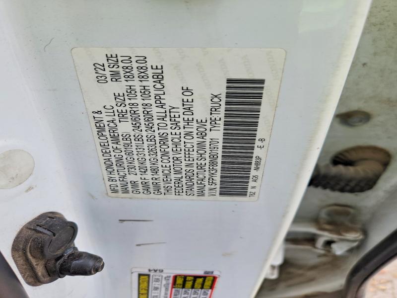 60075536 :رقم المزاد ، 5FPYK3F88NB019701 vin ، 2022 Honda Ridgeline مزاد بيع