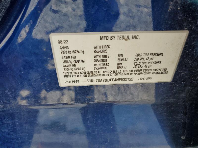 Aukcja sprzedaży 2022 Tesla Model Y, vin: 7SAYGDEE4NF532132, numer aukcji: 60366936