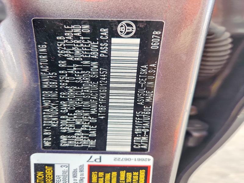61369696 :رقم المزاد ، 4T1BF1FKXGU124457 vin ، 2016 Toyota Camry مزاد بيع