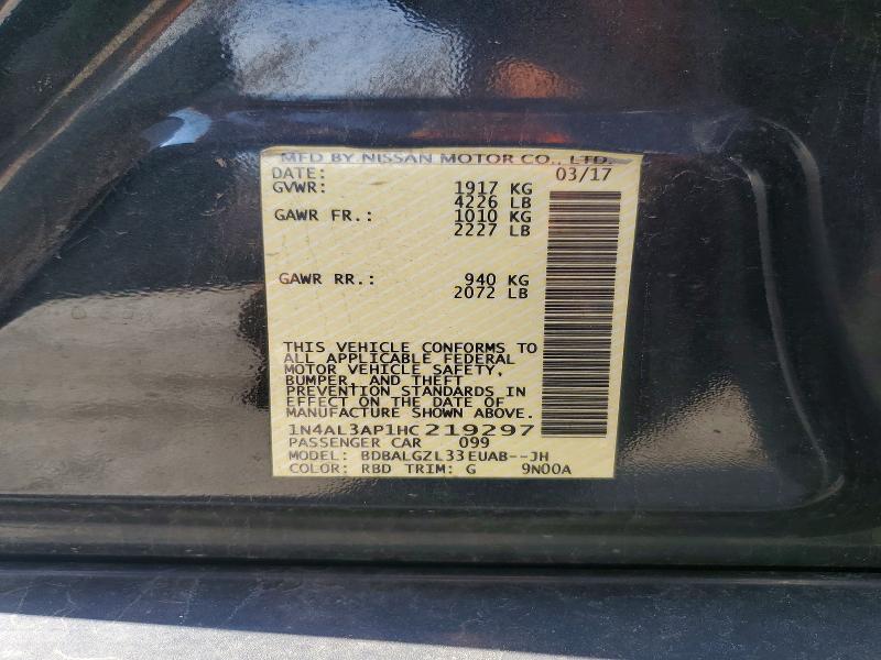 Продажа на аукционе авто 2017 Nissan Altima, vin: 1N4AL3AP1HC219297, номер лота: 58999516