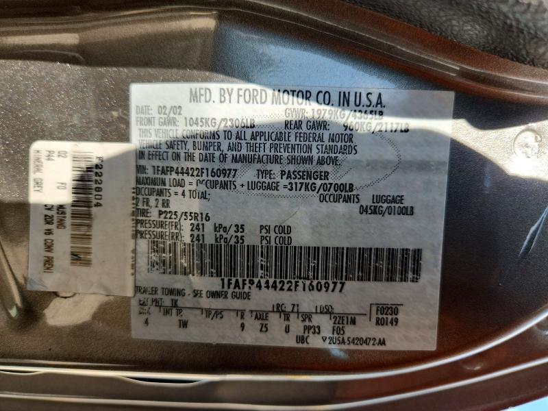 Продаж на аукціоні авто 2002 Ford Mustang, vin: 1FAFP44422F160977, номер лоту: 60428296