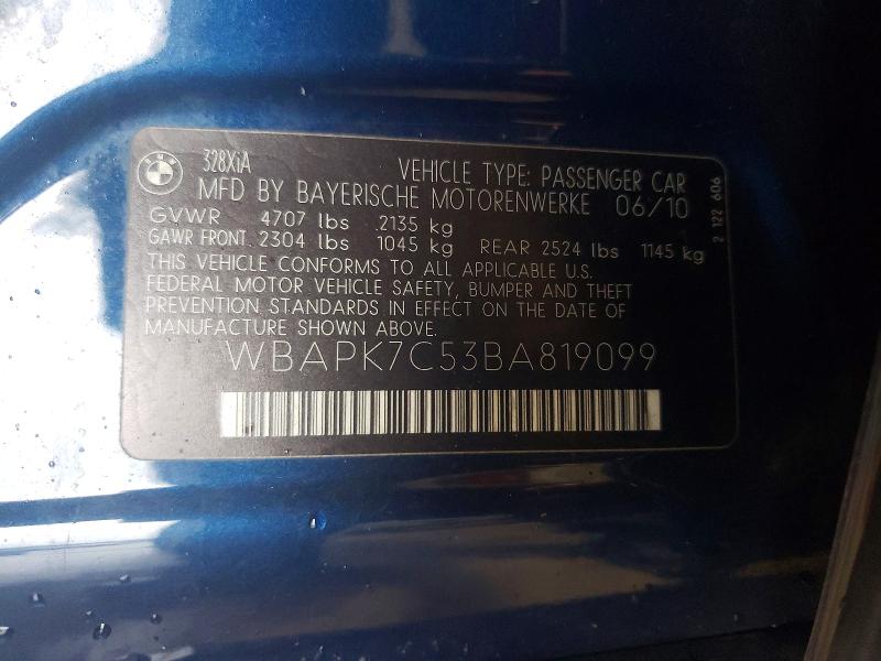 62874626 :رقم المزاد ، WBAPK7C53BA819099 vin ، 2011 Bmw 328 مزاد بيع