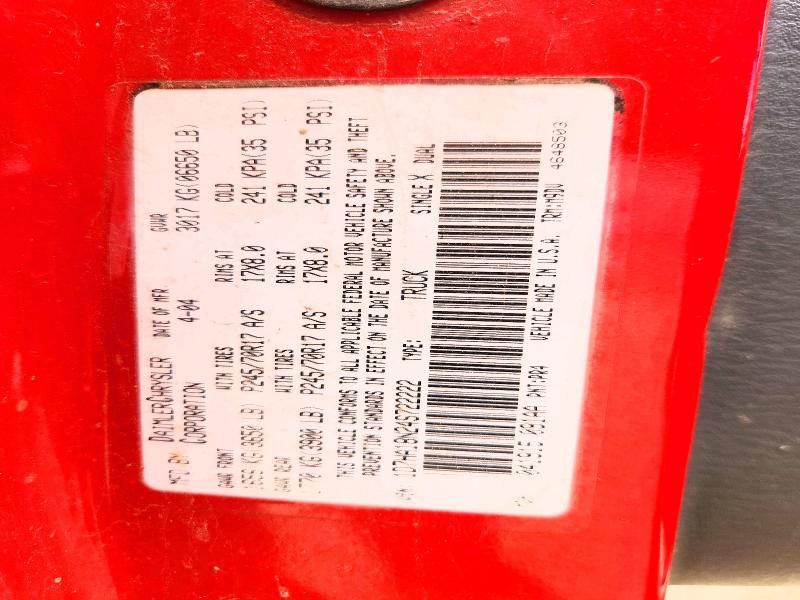 Aukcja sprzedaży 2004 Dodge Ram 1500, vin: 1D7HA18N24S722222, numer aukcji: 61634506