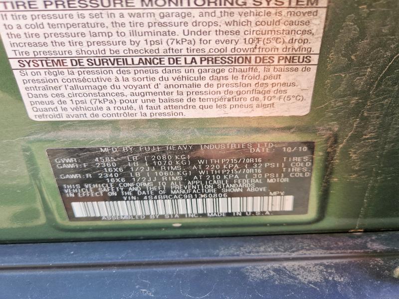 60522676 :رقم المزاد ، 4S4BRCAC9B1360806 vin ، 2011 Subaru Outback مزاد بيع