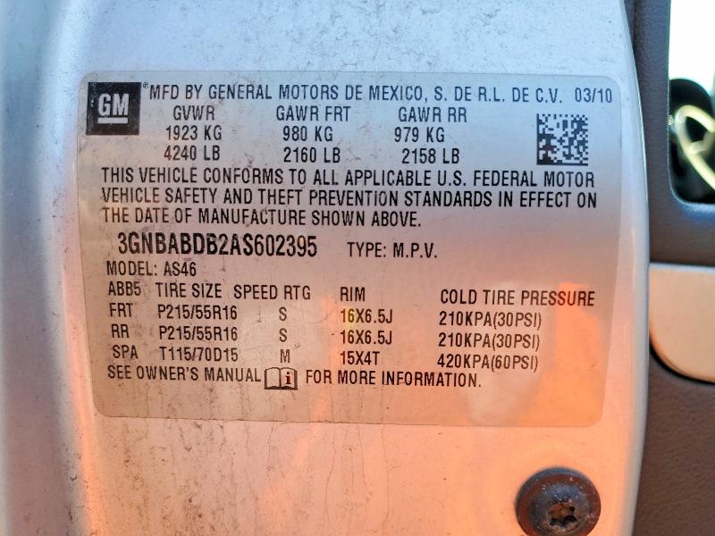 60195256 :رقم المزاد ، 3GNBABDB2AS602395 vin ، 2010 Chevrolet Hhr مزاد بيع