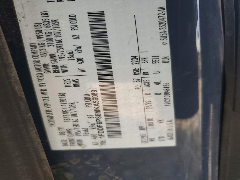 Продаж на аукціоні авто 2021 Ford Transit, vin: 1FDDF6P86MKA56089, номер лоту: 59746286
