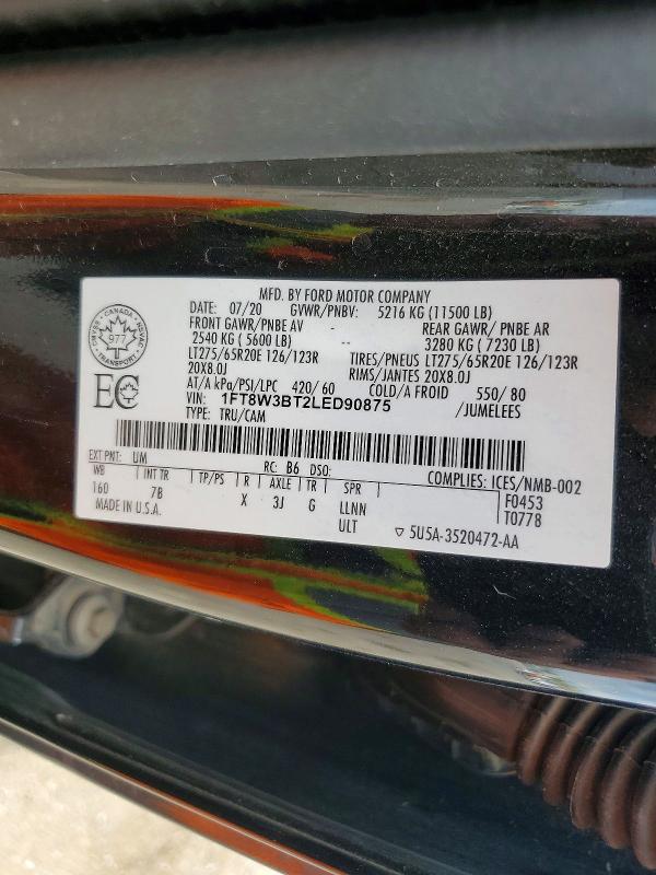Продажа на аукционе авто 2020 Ford F350, vin: 1FT8W3BT2LED90875, номер лота: 60583846