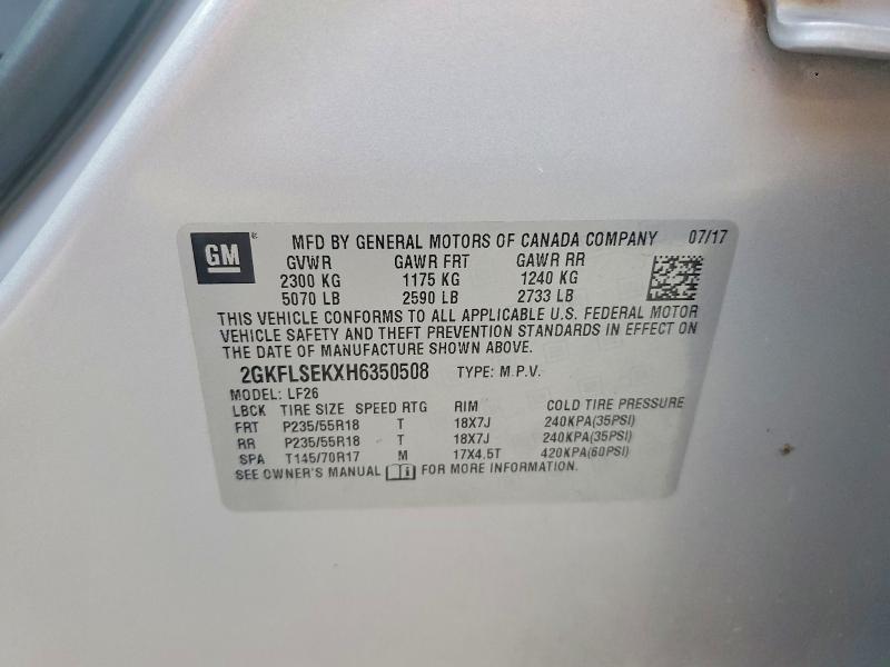 Продаж на аукціоні авто 2017 Gmc Terrain, vin: 2GKFLSEKXH6350508, номер лоту: 60019606