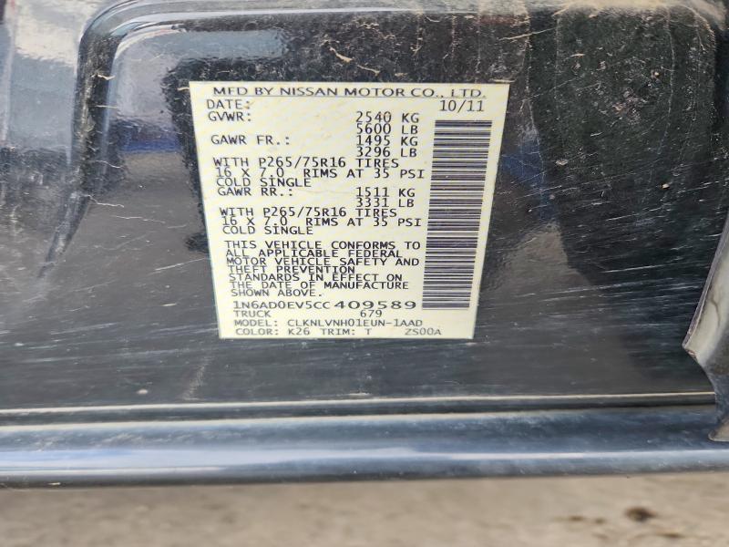 2012 Nissan Frontier მანქანა იყიდება აუქციონზე, vin: 1N6AD0EV5CC409589, აუქციონის ნომერი: 62587806