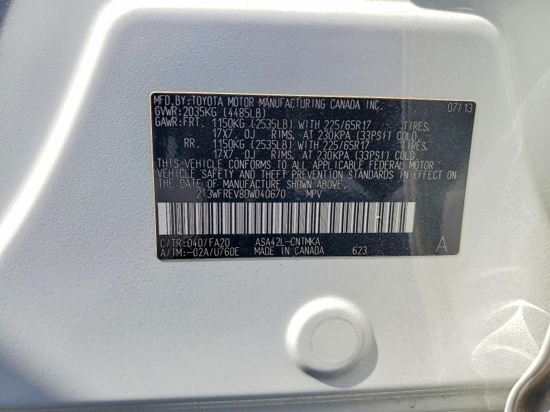 Продажа на аукционе авто 2013 Toyota Rav4, vin: 2T3WFREV8DW040670, номер лота: 62002086