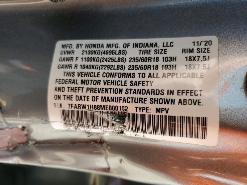 62457486 :رقم المزاد ، 7FARW1H88ME000152 vin ، 2021 Honda Cr-v مزاد بيع