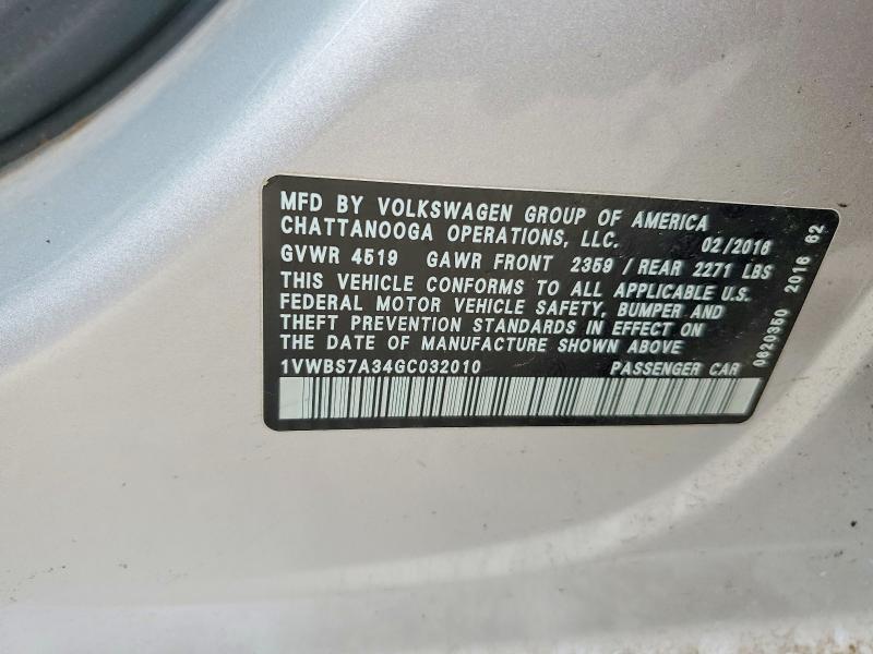 Продажа на аукционе авто 2016 Volkswagen Passat, vin: 1VWBS7A34GC032010, номер лота: 62418756