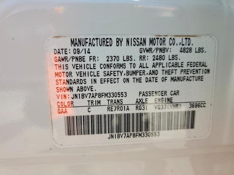 Продаж на аукціоні авто 2015 Infiniti Q50, vin: JN1BV7AP8FM330553, номер лоту: 61066216