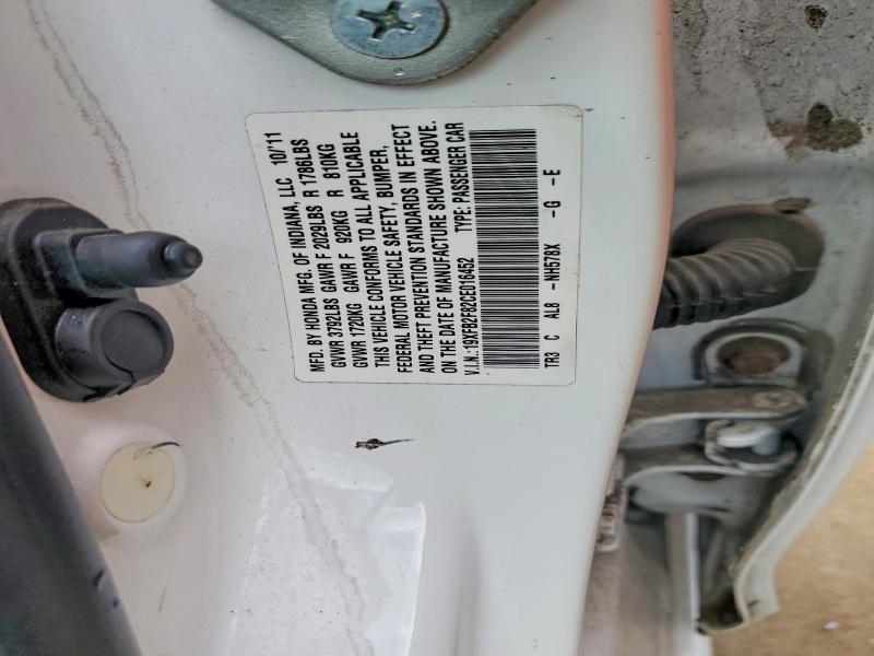 60772056 :رقم المزاد ، 19XFB2F82CE016452 vin ، 2012 Honda Civic مزاد بيع