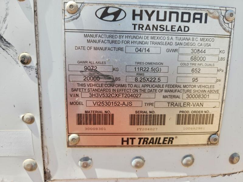 2015 Hyun Trailer მანქანა იყიდება აუქციონზე, vin: 3H3V532CXFT204027, აუქციონის ნომერი: 62688276