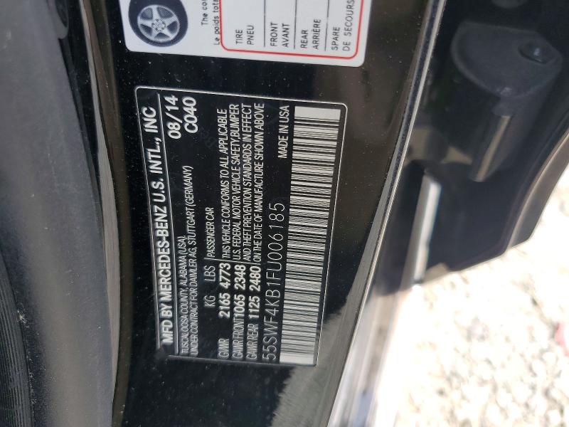 2015 Mercedes-benz C მანქანა იყიდება აუქციონზე, vin: 55SWF4KB1FU006185, აუქციონის ნომერი: 62452406