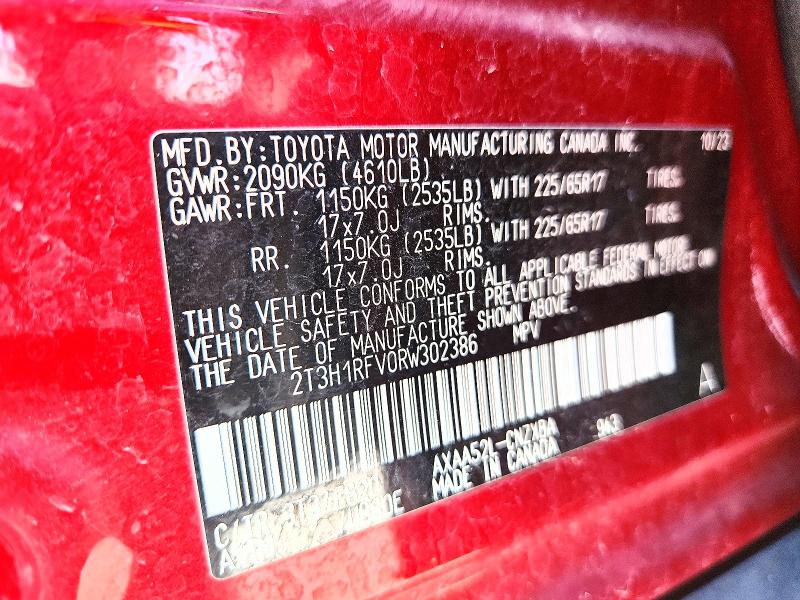 Продаж на аукціоні авто 2024 Toyota Rav4, vin: 2T3H1RFV0RW302386, номер лоту: 57318206