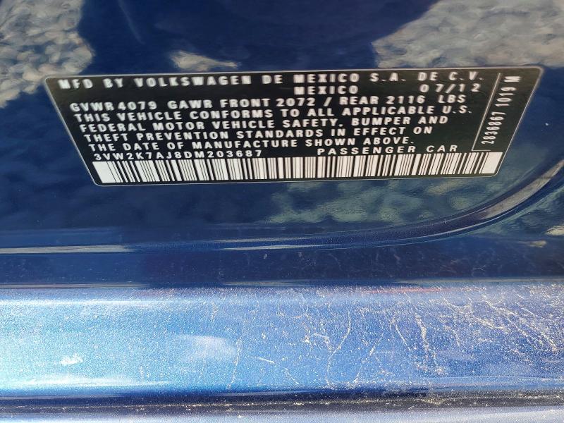 Продажа на аукционе авто 2013 Volkswagen Jetta, vin: 3VW2K7AJ8DM203687, номер лота: 61983996