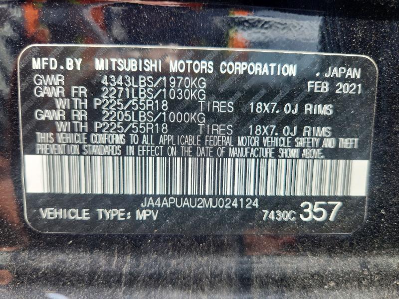 Aukcja sprzedaży 2021 Mitsubishi Outlander Sport, vin: JA4APUAU2MU024124, numer aukcji: 60458806