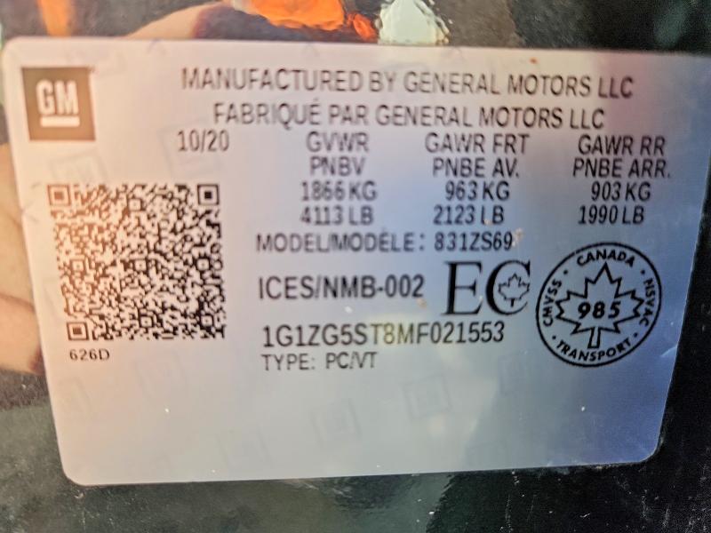Продажа на аукционе авто 2021 Chevrolet Malibu, vin: 1G1ZG5ST8MF021553, номер лота: 60557696