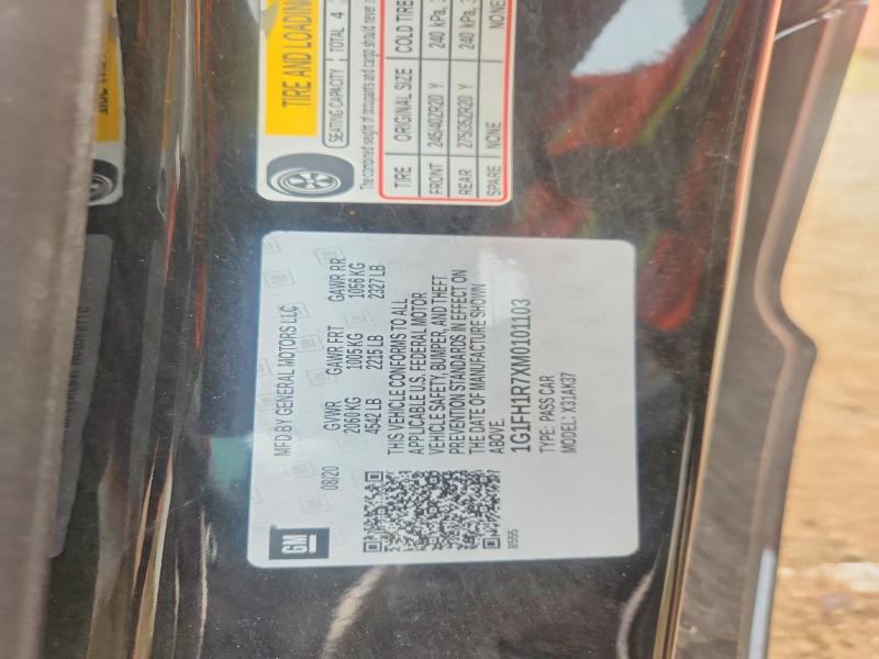 2021 Chevrolet Camaro მანქანა იყიდება აუქციონზე, vin: 1G1FH1R7XM0101103, აუქციონის ნომერი: 60424896