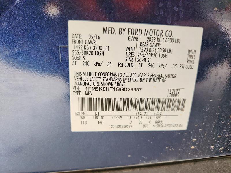 Продажа на аукционе авто 2016 Ford Explorer, vin: 1FM5K8HT1GGD28957, номер лота: 61376286