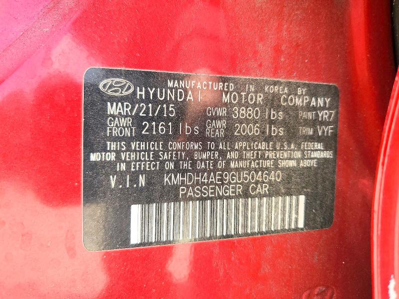 Продаж на аукціоні авто 2016 Hyundai Elantra, vin: KMHDH4AE9GU504640, номер лоту: 61852216