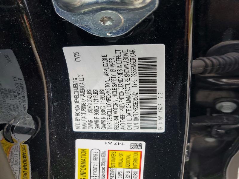 Продажа на аукционе авто 2025 Honda Civic, vin: 19XFL2H8XSE035842, номер лота: 61992386