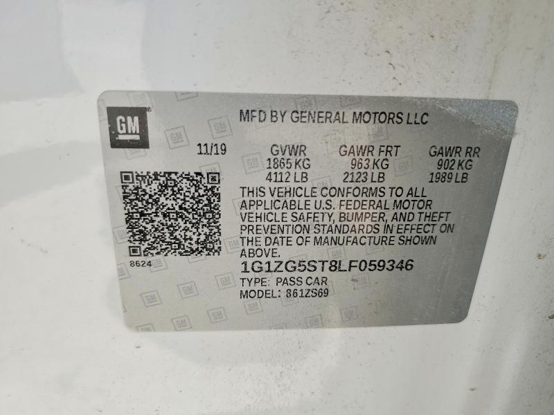 Продаж на аукціоні авто 2020 Chevrolet Malibu, vin: 1G1ZG5ST8LF059346, номер лоту: 59370546