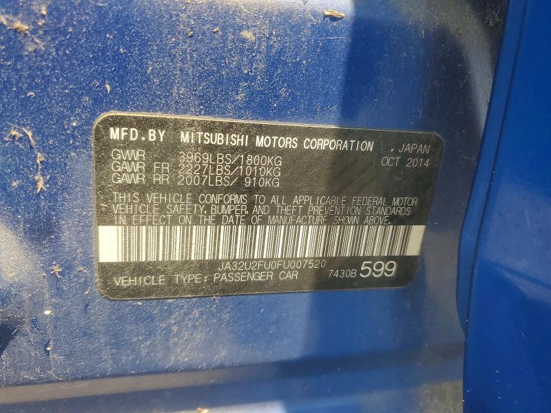 Продаж на аукціоні авто 2015 Mitsubishi Lancer, vin: JA32U2FU0FU007520, номер лоту: 61581106