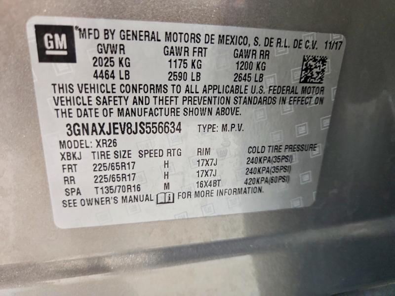 60423676 :رقم المزاد ، 3GNAXJEV8JS556634 vin ، 2018 Chevrolet Equinox مزاد بيع