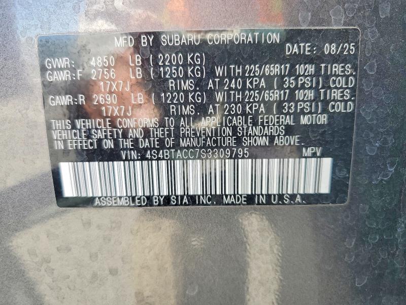 Продаж на аукціоні авто 2025 Subaru Outback, vin: 4S4BTACC7S3309795, номер лоту: 62143196