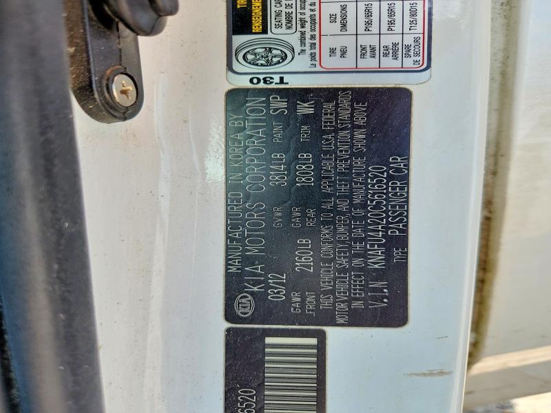 Продаж на аукціоні авто 2012 Kia Forte, vin: KNAFU4A20C5616520, номер лоту: 63568746