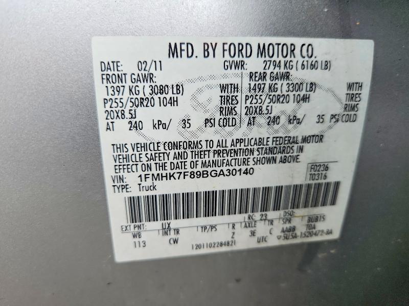 Aukcja sprzedaży 2011 Ford Explorer Sport, vin: 1FMHK7F89BGA30140, numer aukcji: 61235916