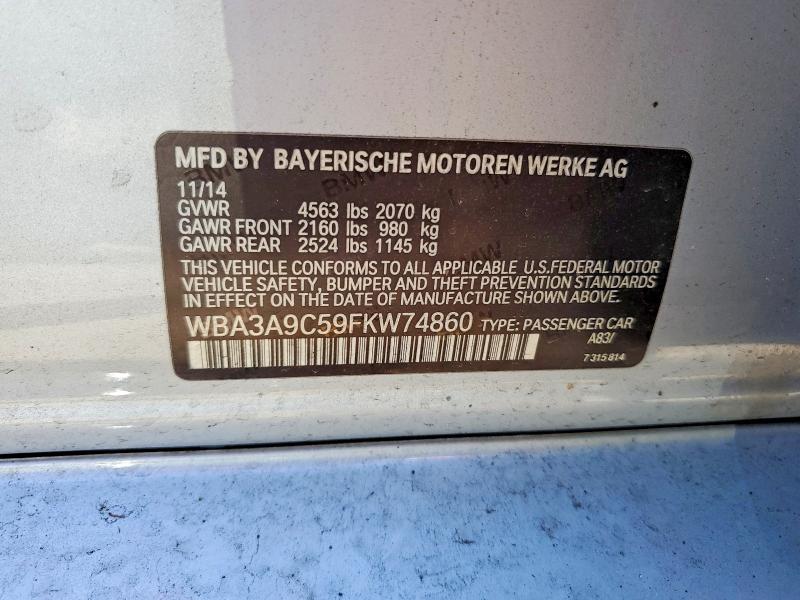 Продаж на аукціоні авто 2015 Bmw 335, vin: WBA3A9C59FKW74860, номер лоту: 61212166
