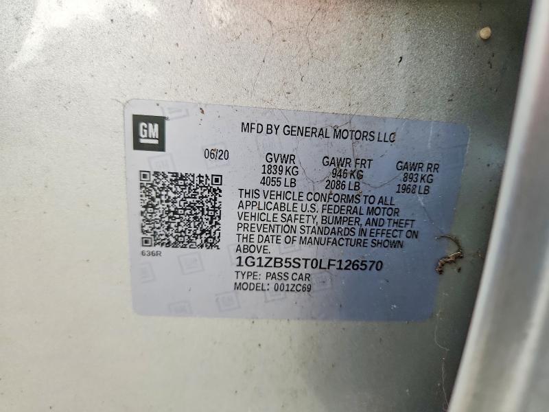 2020 Chevrolet Malibu მანქანა იყიდება აუქციონზე, vin: 1G1ZB5ST0LF126570, აუქციონის ნომერი: 61714986