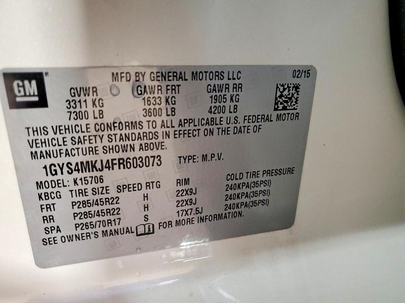 Продажа на аукционе авто 2015 Cadillac Escalade, vin: 1GYS4MKJ4FR603073, номер лота: 62597156