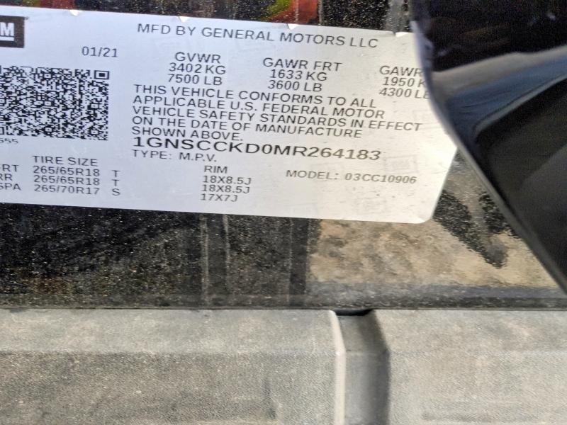 Продаж на аукціоні авто 2021 Chevrolet Suburban, vin: 1GNSCCKD0MR264183, номер лоту: 60279886