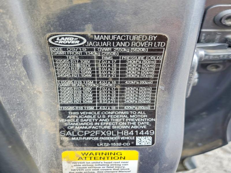 2020 Land Rover Discovery Sport მანქანა იყიდება აუქციონზე, vin: SALCP2FX9LH841449, აუქციონის ნომერი: 60321316