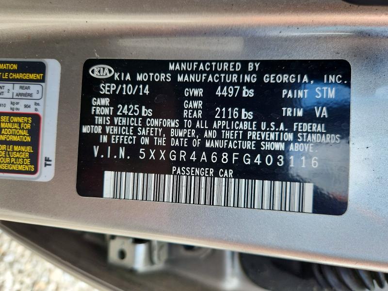 62358566 :رقم المزاد ، 5XXGR4A68FG403116 vin ، 2015 Kia Optima مزاد بيع