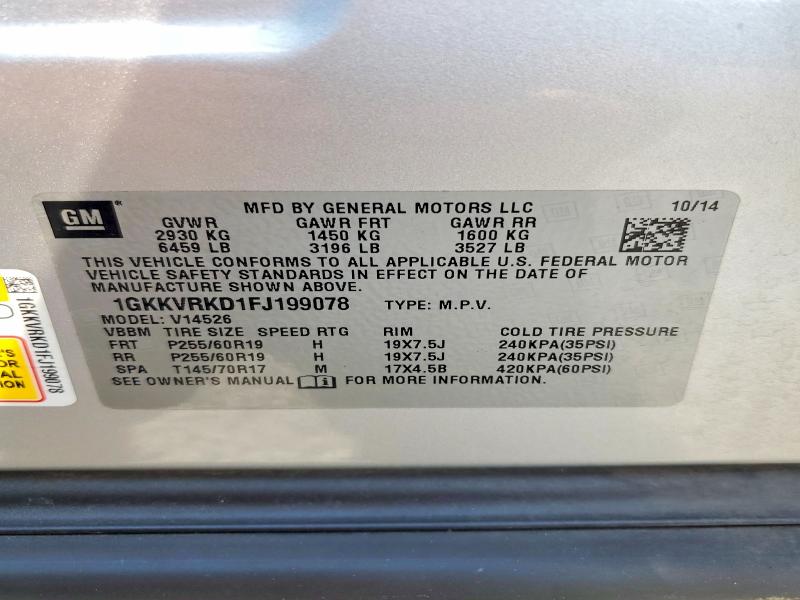 Продажа на аукционе авто 2015 Gmc Acadia, vin: 1GKKVRKD1FJ199078, номер лота: 62635166