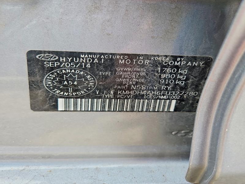 Aukcja sprzedaży 2015 Hyundai Elantra, vin: KMHDH4AH6FU327280, numer aukcji: 58423106